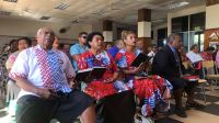 People&#039;s Alliance Party leader Sitiveni Rabuka singing at church ahead of announcing the formation of a coalition. December 2022. Photo: RNZ Pacific/Kelvin Anthony Fiji has finally reached the other side of the long and winding