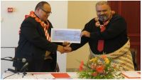 PM Dr. Pohiva Tu&#039;i&#039;onetoa and Chairman of Transport Sector Board Daniel Fale