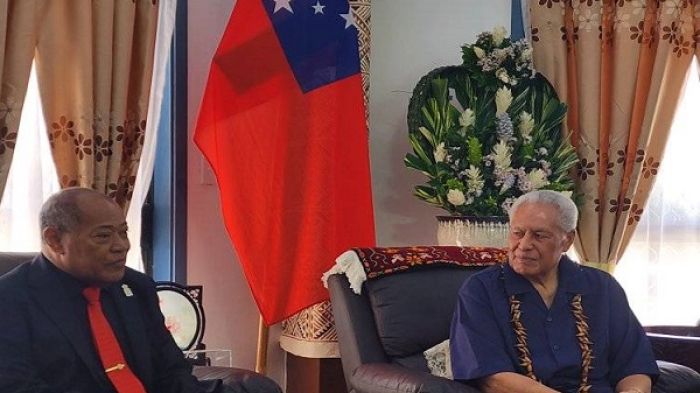 Deputy Prime Minister of Tonga Hon. Samiu Kiuta Vaipulu and Head of State of Samoa HRH Afioga Tuimalealiʻifano Vaʻaletoʻa Eti Sualauvi II