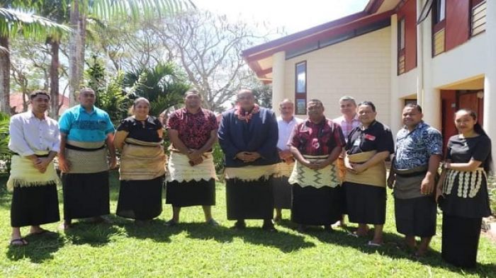 Hon. Hu’akavameiliku, Tonga’s Minister of Education and Training with participants from Tonga