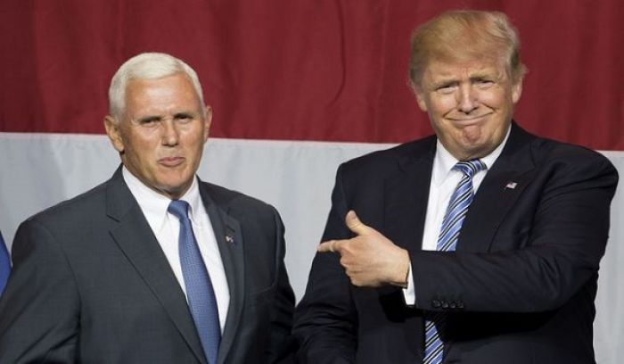 Donald Trump (Right) and Mike Pence Left) his choice for vice presidential running mate. Photo: AFP