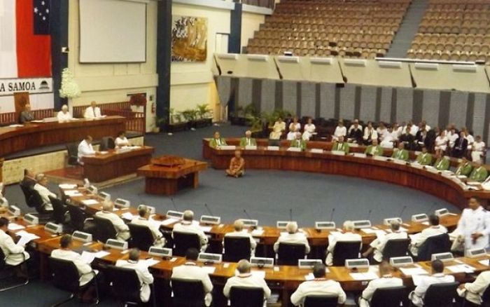 Temporary Samoa Parliament at Tuana&#039;imato sport complex. Photo: RNZI Autagavaia Tipi Autagavaia