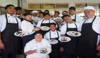 Mr. Masafuni Endo with the commercial cookery students of ‘Ahopanilolo Technical Institute showing off their own sushi roll making, on Tuesday, 29 August 2017.