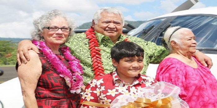 Maxine Gallagher Field, Prime Minister Tuilaepa Sailele Malielegaoi, Agamalu Westerlund and Jeffrey Karol Hunter