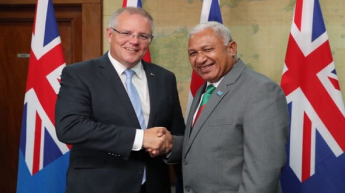 Scott Morrison and Frank Bainimarama in Fiji 