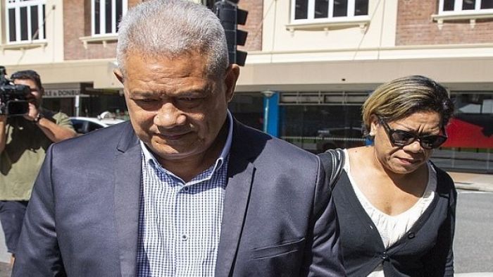 Isikeli Pulini (left) and Malavine Pulini arrive at Brisbane District Court 