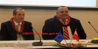 EU Ambassador to Tonga H.E. Andrew Jacobs and Tonga&#039;s Acting Prime Minister Hon Siaosi Sovaleni after the High Level Political Dialogue at Tanoa International Dateline Hotel. Photo: MEIDECC