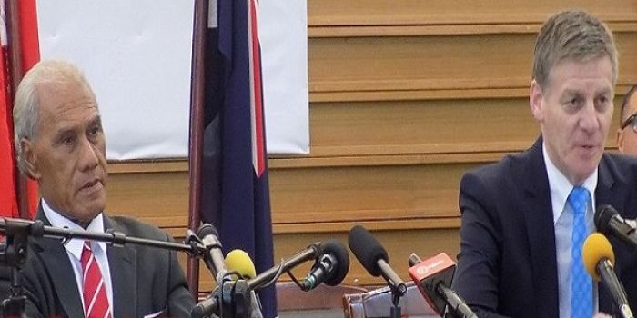 New Zealand&#039;s Prime Minister The Right Honourable Bill English and Tonga&#039;s Prime Minister Hon Samuela &#039;Akilisi Pohiva at the Joint Media Statement, Fa&#039;onelua Convention Centre. Photo: MEIDECC