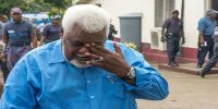 Willie Jimmy wipes away a tear as he exits, head bowed, from the Supreme Court. Alone of the 15 MPs facing sentencing, Mr Jimmy&#039;s sentence of 20 months was suspended for two years.