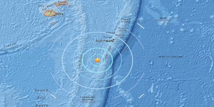 The USGS measured a 6.4 earthquake to the south of Fiji, and the southwest of Tonga, at 98 kilometres deep, 846km south east of Suva, at 1619 Fiji Time on 26 September 2017. Photo: USGS