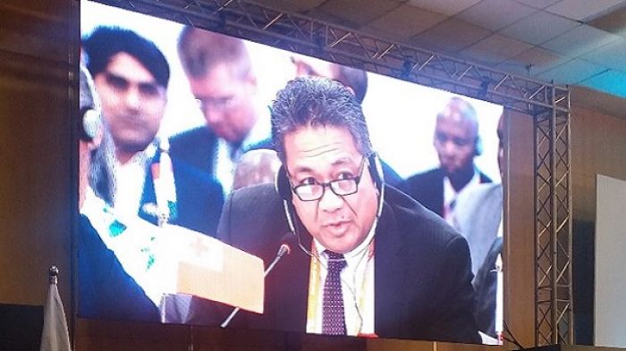 Tonga&#039;s Energy Minister Hon. Poasi Tei Addressing ISA First Assembly in New Delhi