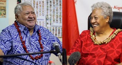 Caretaker Prime Minister and Leader of  H.R.P.P Tuilaepa Lupesoliai Neioti Aiono Sailele Malielegaoi and F.A.S.T Fiame Naomi Mata&#039;afa