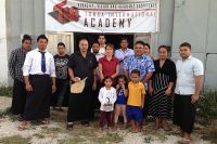 Dr. Helu, Dr. Aurelie Condevaux, Dr. Viliami Latu and students of Tonga International Academy (Moana Unitech) after Dr. Aurelie Condevaux&#039;s Lecture