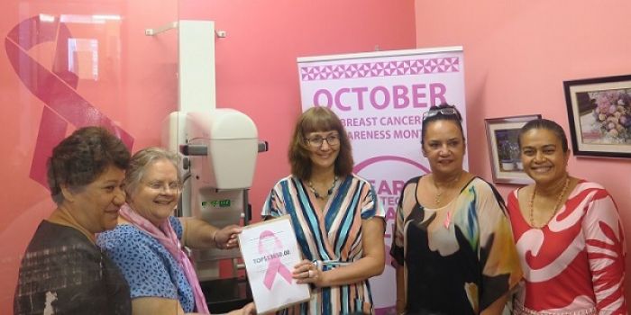 he New Zealand High Commissioner  H.E. Tiffany Babington and Liz Cowley, owner of the Waterfront Restaurant handed over TOP$13,650 to the Tonga Breast Cancer Society