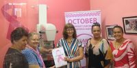 he New Zealand High Commissioner  H.E. Tiffany Babington and Liz Cowley, owner of the Waterfront Restaurant handed over TOP$13,650 to the Tonga Breast Cancer Society