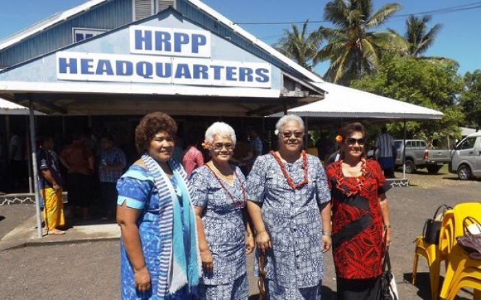 Fiame Naomi Mataafa, second from right, with fellow HRPP MPs (from left) Aliimalemanu Alofa Tu&#039;uau, Gatoloaifa&#039;ana Amataga Alesana Gidlow and Faimalotoa Kika Stowers. Photo: RNZI / Autagavaia Tipi Autagavaia