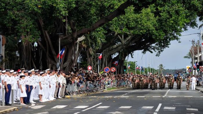 The Bastille Day anniversary military parade in Noumea, New Caledonia, on 14 July. Photo: AFP