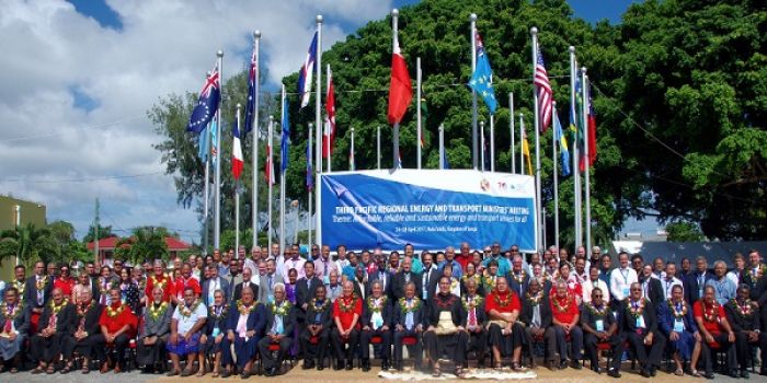 HRH Crown Prince Tupouto&#039;a, Prime Minister Hon Samuela &#039;Akilisi Pohiva, Cook Island&#039;s Prime Minister Hon Henry Puna, Prime Minister of Tuvalu Hon Enele Sopoaga, Ministers from the region and officials at Fa&#039;onelua Convention Centre for the Third Pacific Regional Energy and Transport Ministers&#039; Meeting.