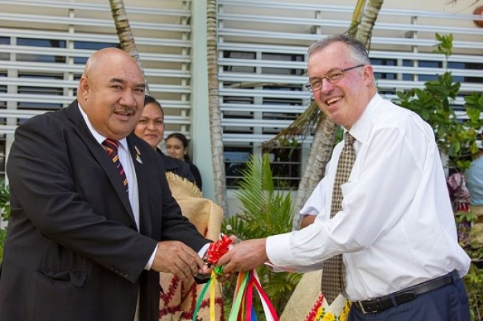 The Australian High Commissioner, His Excellency, Andrew Ford, handed over the keys for a new vector control vehicle to the Minister of Health Hon. Dr. Saia Piukala