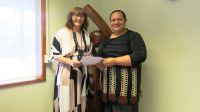 New Zealand High Commissioner Tiffany Babington presented a NZ$7 million grant contribution to the Acting Chief Executive Officer, Ministry of Finance and National Planning, Kilisitina Tuaimei&#039;api