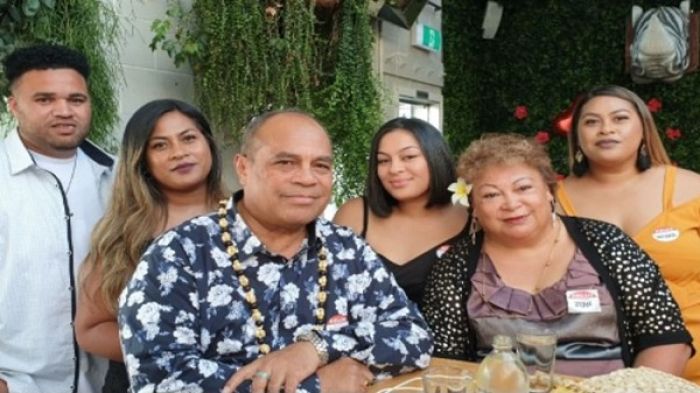 Aupito William Sio, his wife Jean and his son in-law and three of his 10 children. Photo: Supplied/Aupito