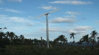 A single wind turbine in the village of Nakolo in Tonga