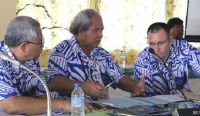 From right to left: the director general of the Forum Fisheries Agency, James Movick, Tuvalu Minister Elisala Pita and the Agency&#039;s deputy director general Wez Norris.  Photo: Supplied/ Pacific Islands Forum Fisheries Agency