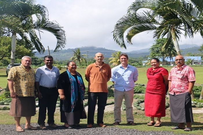 Left to right: Tilafono David Hunter, Shalendra Prasad, Losaline Ma’asi, Professor Steven Underhill, Tim Martyn, Tuimaseve Kuinimeri Finau-Asora, Dr. Siosiua Halavata